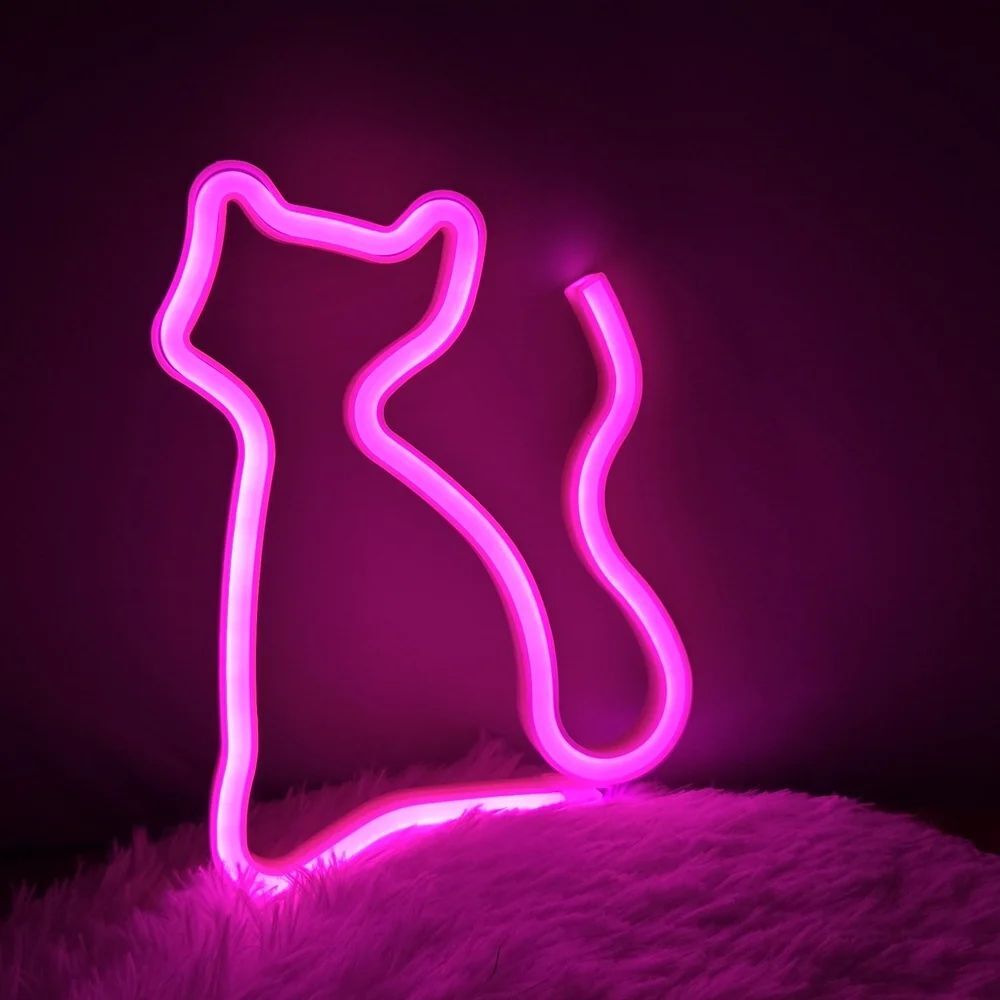 Hot Pink Cat Neon LED Wall Sign Catcore Kawaii Decor Light Retro Y2K Feline Fun